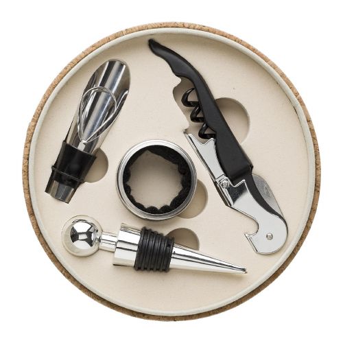 MILANA - Set de vino de PU con aspecto de corcho 
