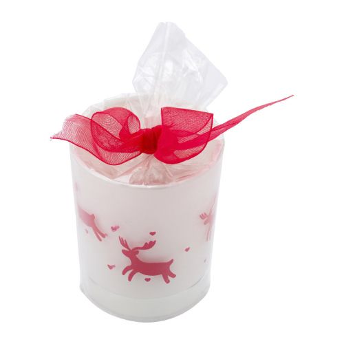 KIRSTEN - Vaso de cristal con vela y decorado navideño. 