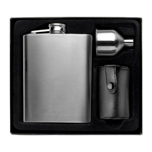 BRITTANY - Set con petaca de acero inox. 
