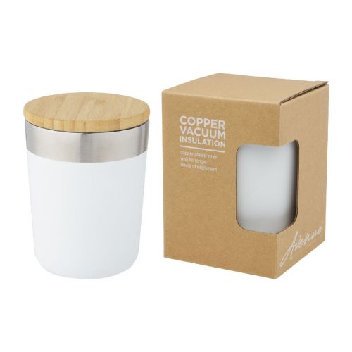 LAGAN - Vaso de 330 ml de acero inoxidable con aislamiento al vacío de cobre y tapa de bambú ""