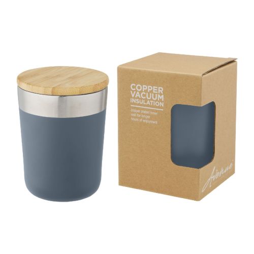 LAGAN - Vaso de 330 ml de acero inoxidable con aislamiento al vacío de cobre y tapa de bambú ""
