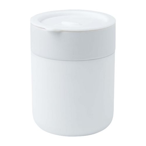JAVA - Vaso de cerámica de 330 ml con agarradero de silicona y tapa de plástico ""