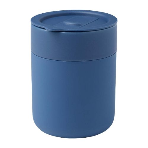 JAVA - Vaso de cerámica de 330 ml con agarradero de silicona y tapa de plástico ""