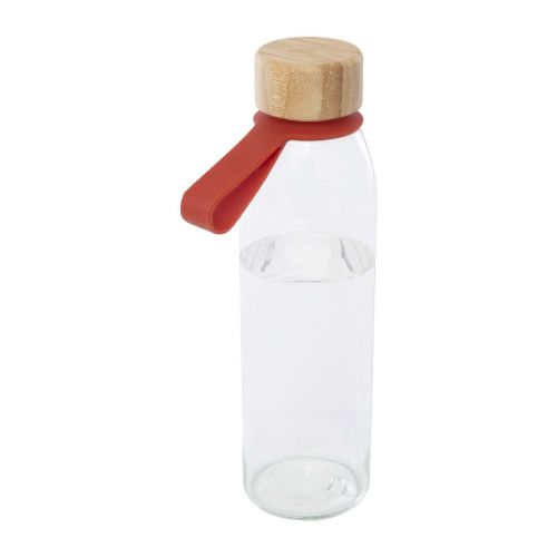PORTO - Botella de cristal de 500 ml con asa de silicona y tapa de bambú ""