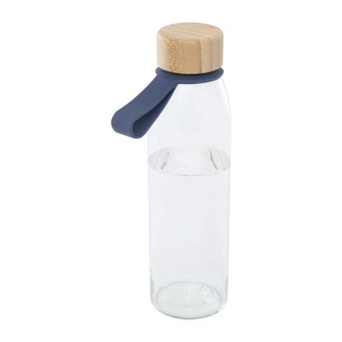 PORTO - Botella de cristal de 500 ml con asa de silicona y tapa de bambú ""