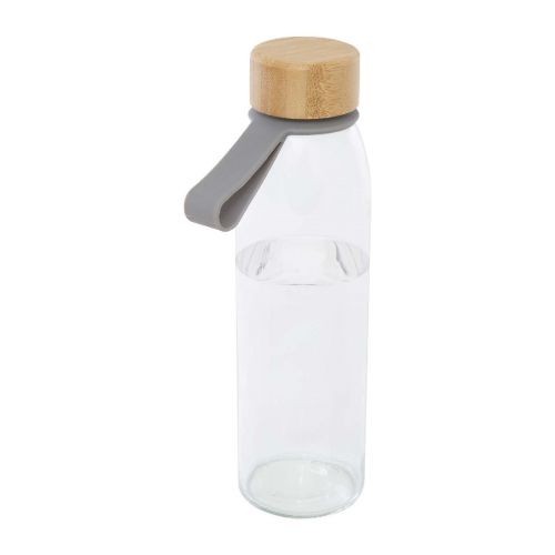 PORTO - Botella de cristal de 500 ml con asa de silicona y tapa de bambú ""