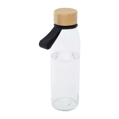 PORTO - Botella de cristal de 500 ml con asa de silicona y tapa de bambú ""