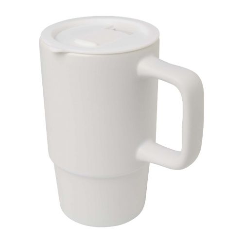 CARTER - Taza de cerámica con tapa de plástico de 450 ml ""