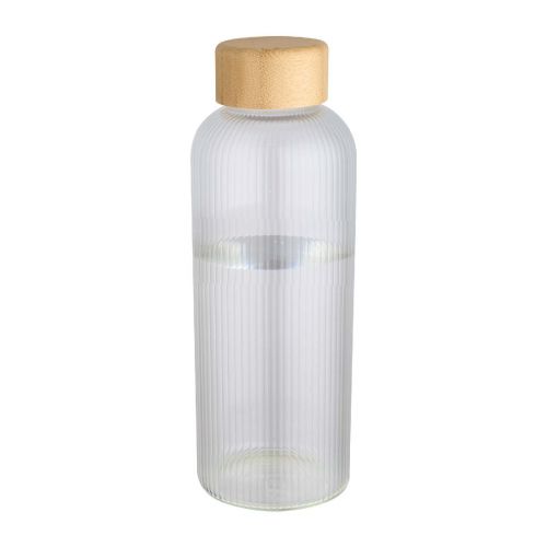 MIRAGE -Botella de 650 ml de vidrio borosilicato de pared simple con tapa de bambú ""