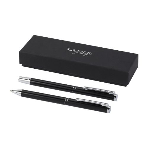 LUCETTO - Set de regalo de bolígrafo y rollerball de aluminio reciclado "" (tinta negra)