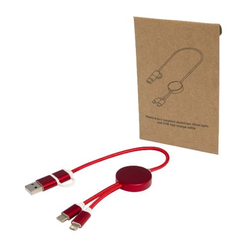 W ALASIA - Cable 5 en 1 de aluminio y plástico reciclado de 30 cm para sincronización de datos y carga rápida de 27 W "Alasia"