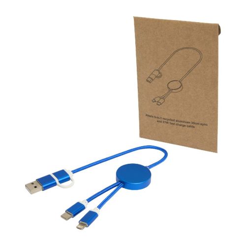 W ALASIA - Cable 5 en 1 de aluminio y plástico reciclado de 30 cm para sincronización de datos y carga rápida de 27 W "Alasia"