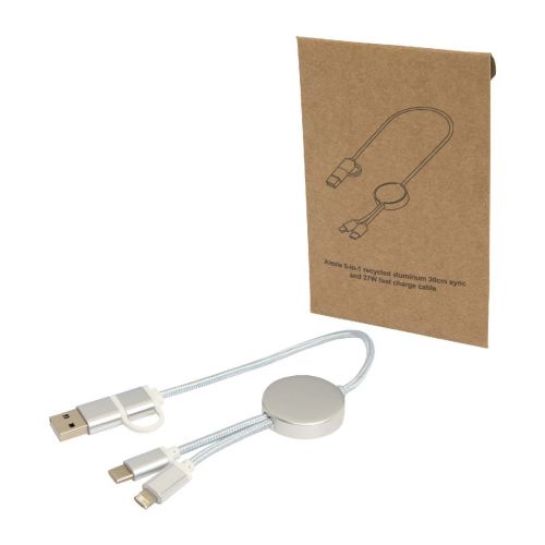 W ALASIA - Cable 5 en 1 de aluminio y plástico reciclado de 30 cm para sincronización de datos y carga rápida de 27 W "Alasia"