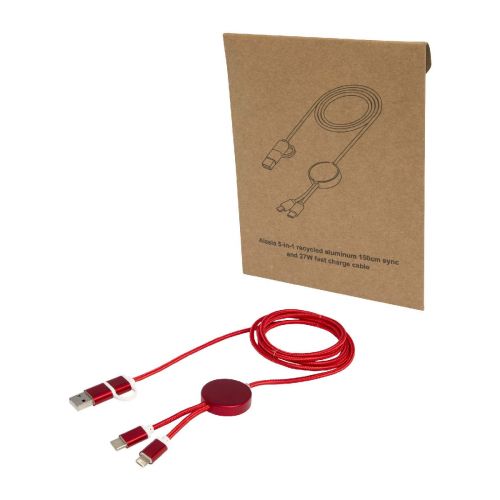 W ALASIA - Cable 5 en 1 de aluminio y plástico reciclado de 150 cm para sincronización de datos y carga rápida de 27 W "Alasia"