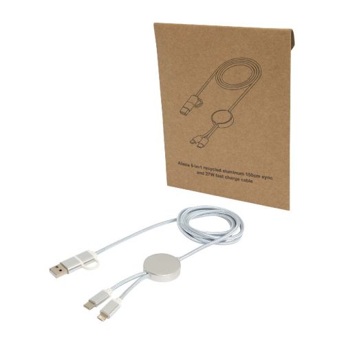 W ALASIA - Cable 5 en 1 de aluminio y plástico reciclado de 150 cm para sincronización de datos y carga rápida de 27 W "Alasia"