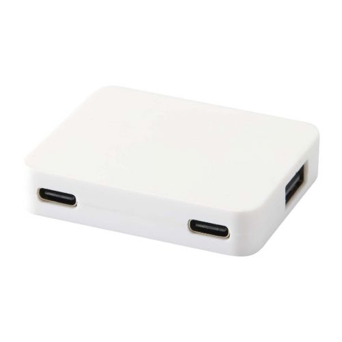 GAIA - Hub USB de 4 puertos con salida USB-A y tipo-C y doble entrada fabricado con plástico reciclado ""