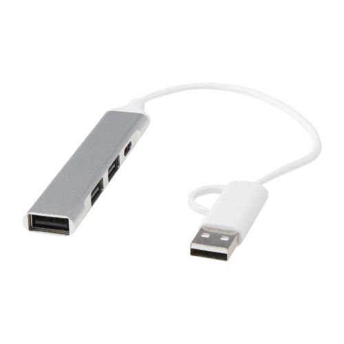 ALKAID -Hub USB-A y tipo-C de 4 puertos de aluminio reciclado con doble entrada ""