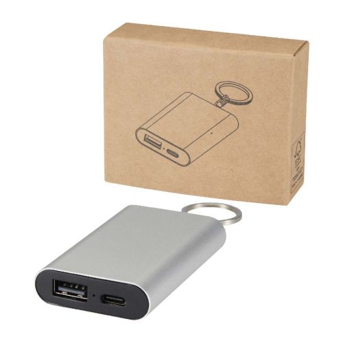 ARCTURUS -Batería externa de aluminio reciclado de 2000 mAh con llavero ""