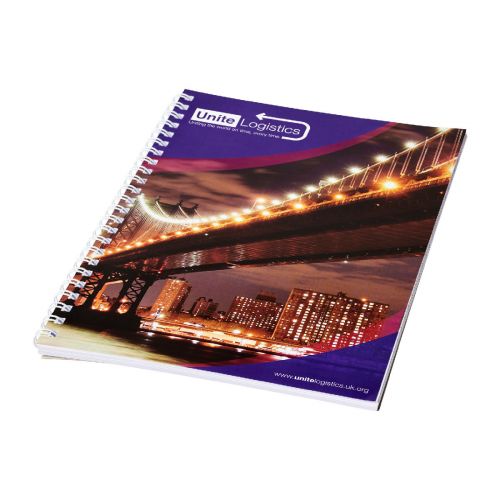 A5 - Cuaderno con espiral  con cubierta impresa "Desk-Mate®"