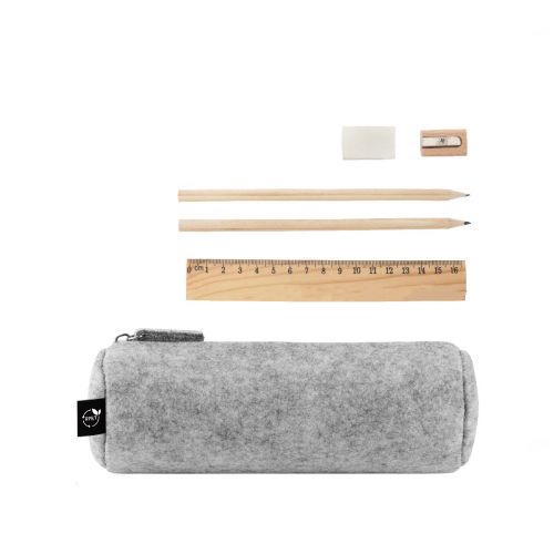 NOMAD - Estuche multiusos en fieltro reciclado (100% rPET) con regla, lápices, goma y sacapuntas