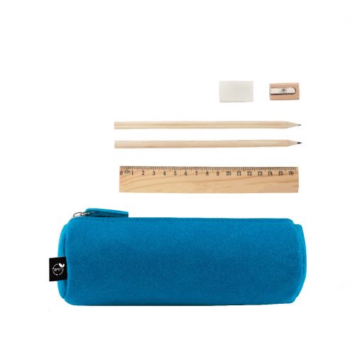 NOMAD - Estuche multiusos en fieltro reciclado (100% rPET) con regla, lápices, goma y sacapuntas