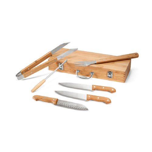 KABSA - Juego de utensilios para barbacoa en caja de bambú