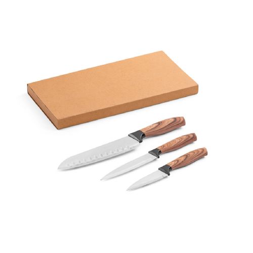 BAHARAT - Juego de 3 cuchillos de cocina con hojas de acero inoxidable y mangos ergonómicos