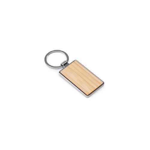 GASTON RECTANGULAR - Llavero rectangular de hierro de zinc y bambú