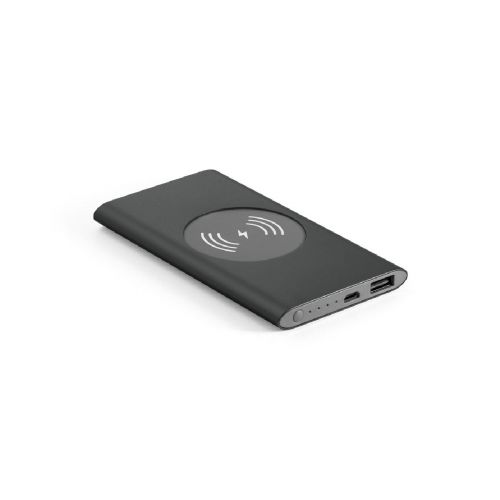 CASSINI - Power bank 4'000 mAh con cargador inalámbrico de 5W, fabricado en aluminio reciclado (100% rAL)