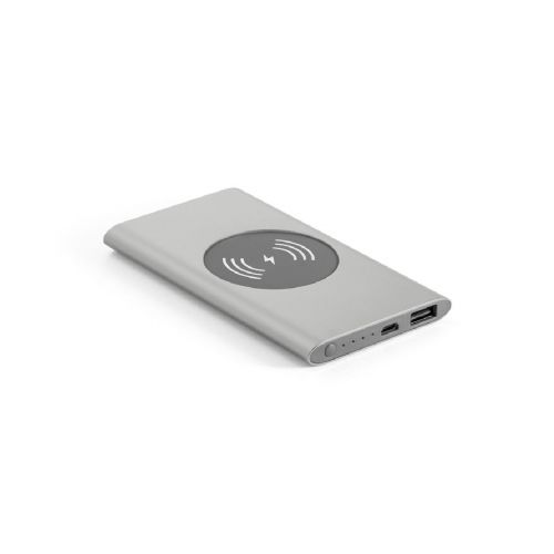 CASSINI - Power bank 4'000 mAh con cargador inalámbrico de 5W, fabricado en aluminio reciclado (100% rAL)