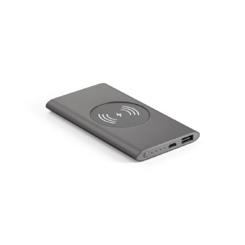 CASSINI - Power bank 4'000 mAh con cargador inalámbrico de 5W, fabricado en aluminio reciclado (100% rAL)