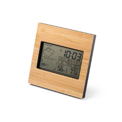 BROMLEY - Estación meteorológica de sobremesa con pantalla LCD en ABS y bambú
