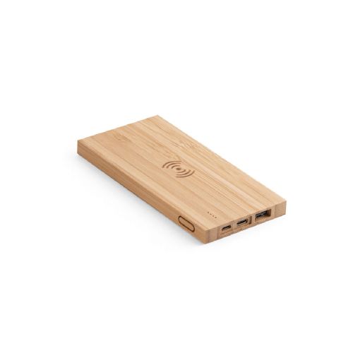 FITCH - Power bank 5'000 mAh con cargador inalámbrico de 5W, fabricado en bambú