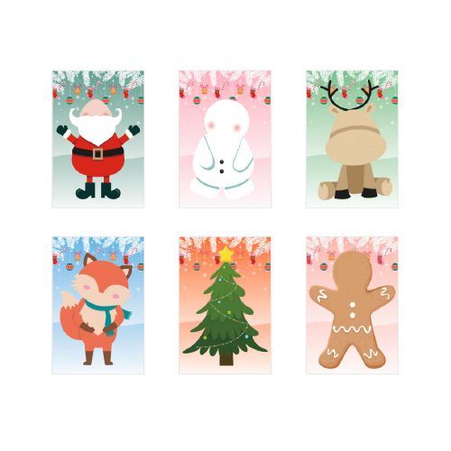 GLIMN - Set compuesto por seis láminas con figuras navideñas y tres láminas de pegatinas