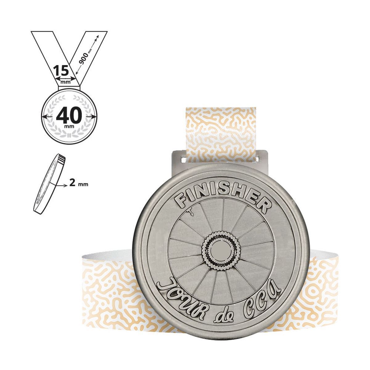 TERGAT - medalla de aleación de zinc 2 mm, 40x40 mm | GL701020A