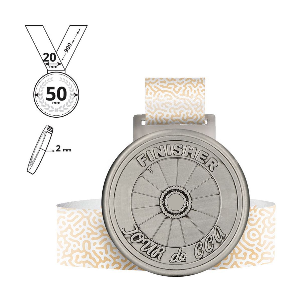 TERGAT - medalla de aleación de zinc 2 mm, 50x50 mm | GL701020B