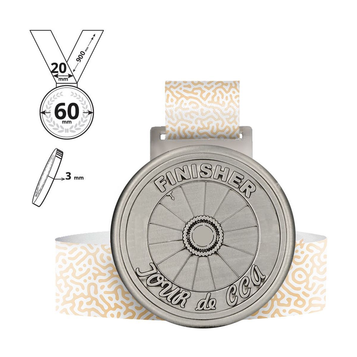 BIKILA - medalla de aleación de zinc 3 mm, 60x60 mm | GL701030C