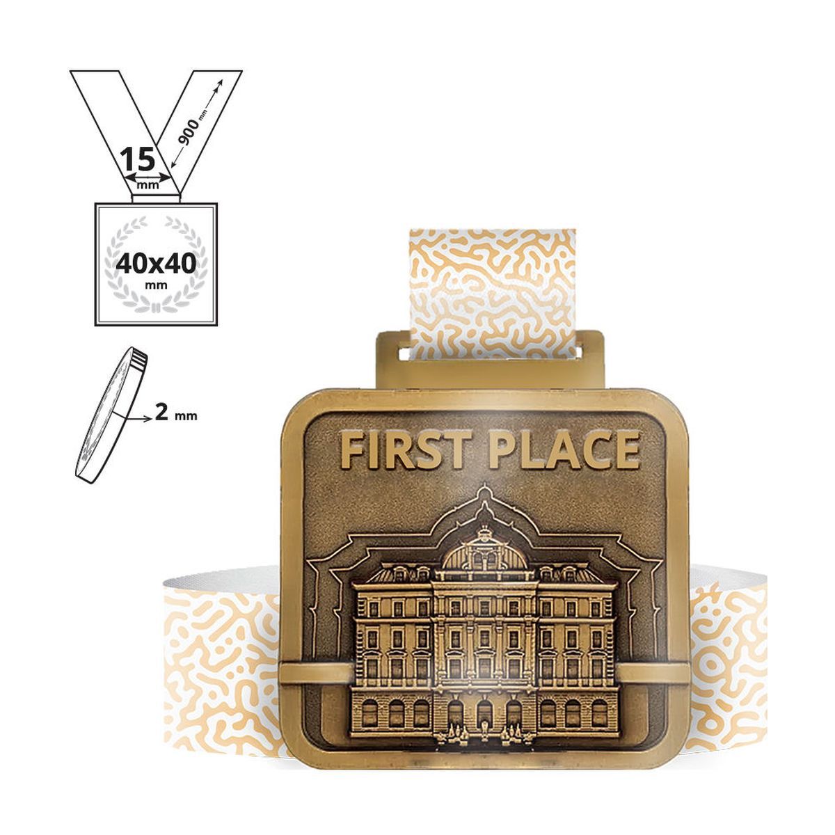 LAGAT - medalla de aleación de zinc 2mm, 40x40 mm | GL702020A