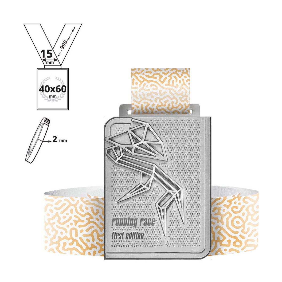 KIMUTAI - medalla de aleación de zinc 2mm, 40x60 mm | GL703020A