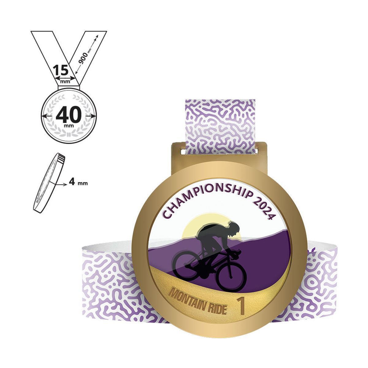 NARA - medalla de acero y plexiglás 4mm, 40x40 mm | GL711440A