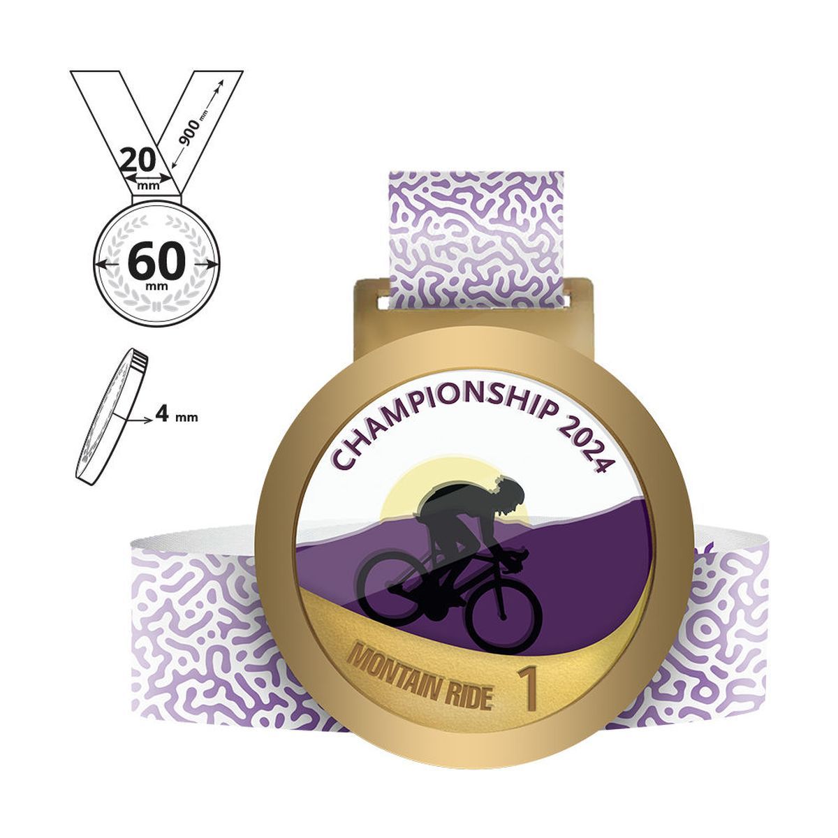 NARA - medalla de acero y plexiglás 4mm, 60x60 mm | GL711440C