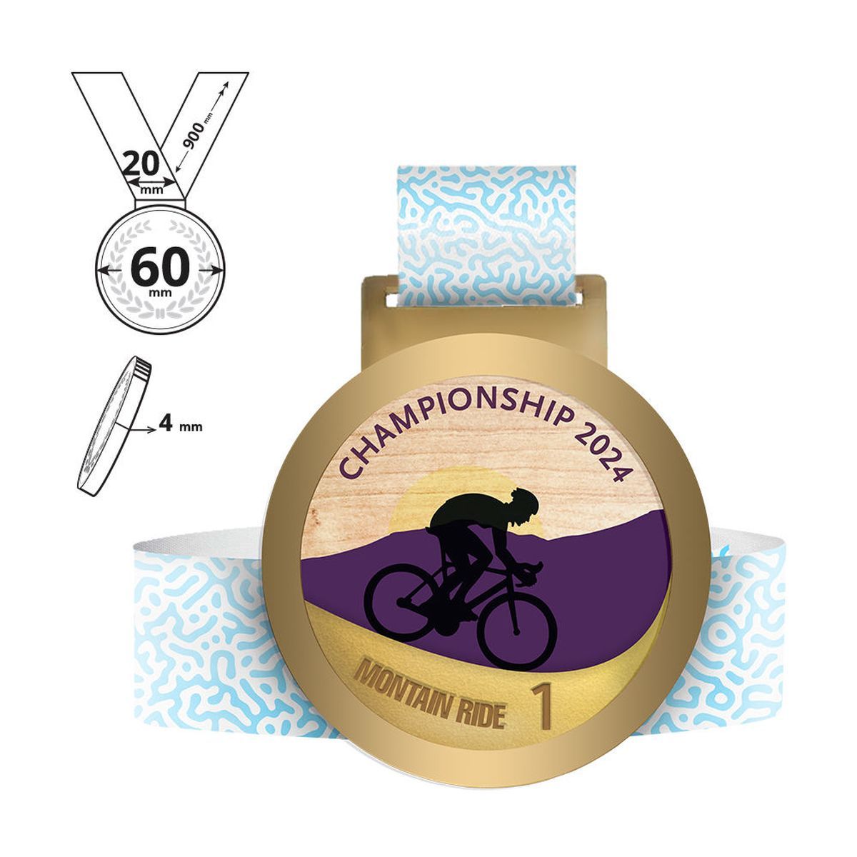 NIKKO - medalla de acero y contrachapado 4mm, 60x60 mm | GL711540C