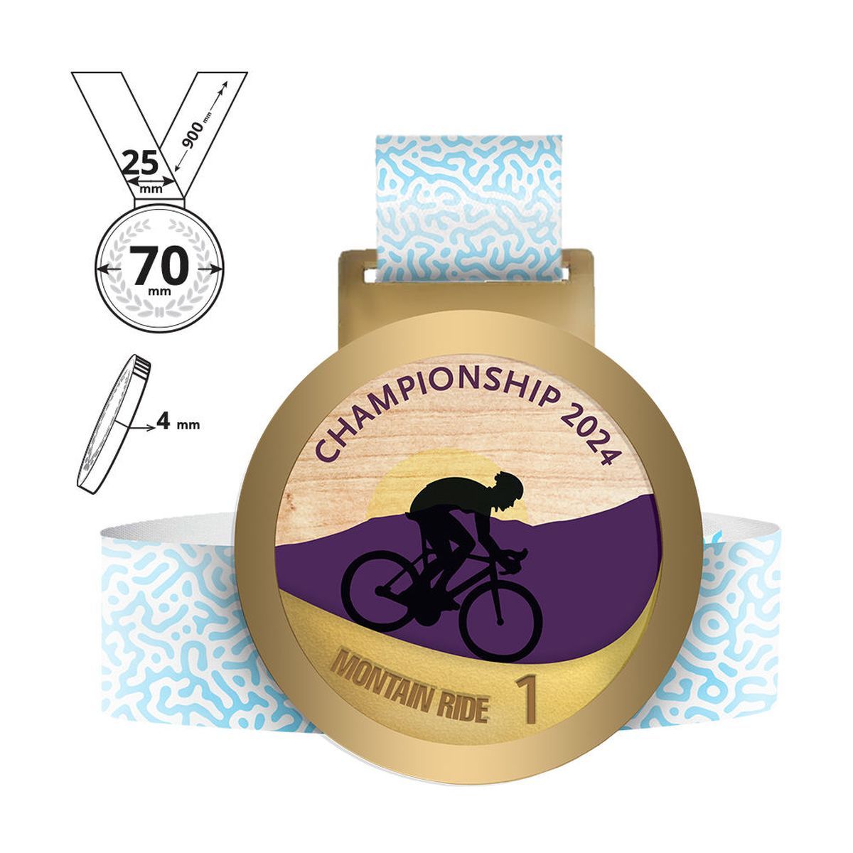 NIKKO - medalla de acero y contrachapado 4mm, 70x70 mm | GL711540D