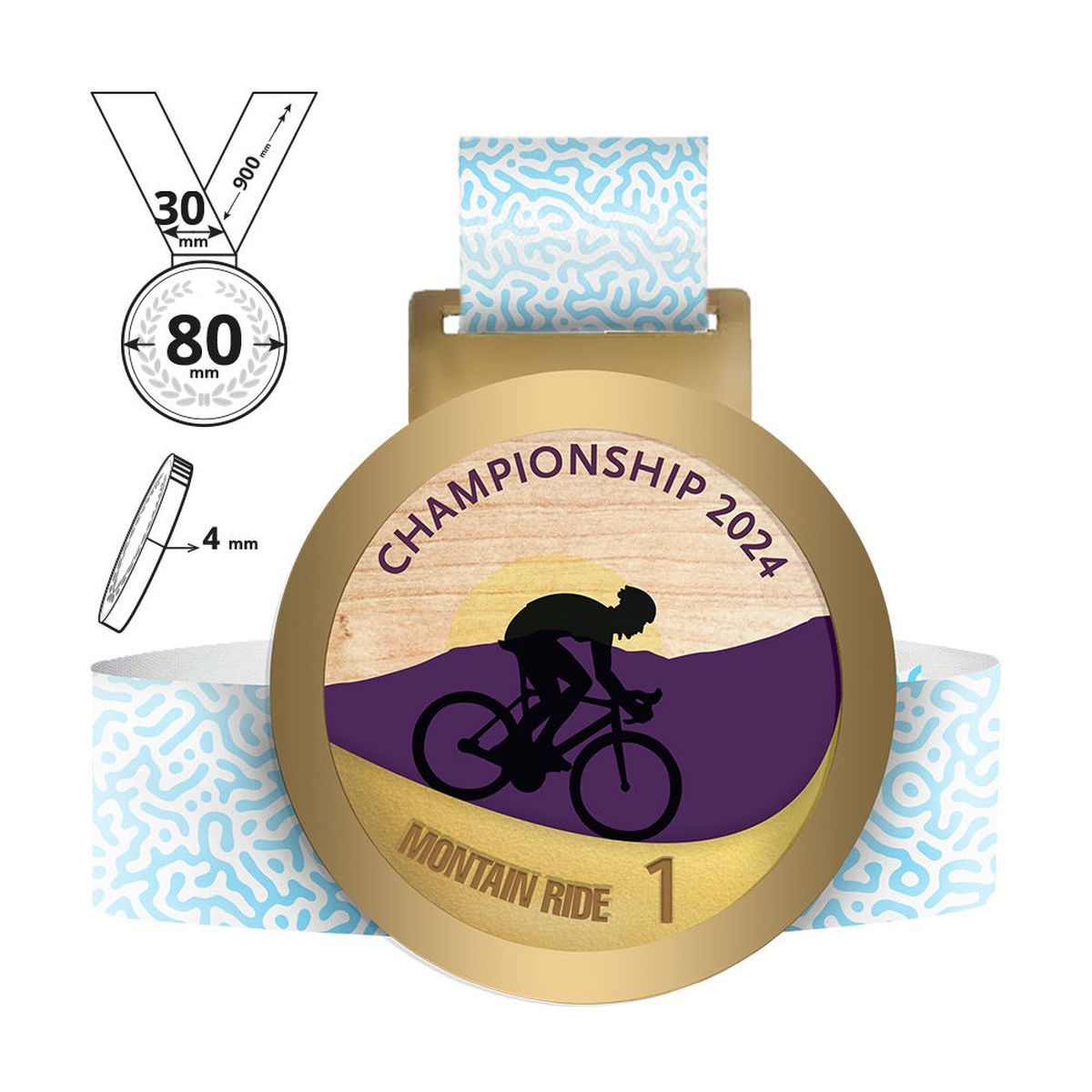 NIKKO - medalla de acero y contrachapado 4mm, 80x80 mm | GL711540E