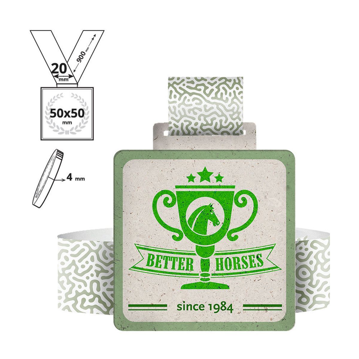 AKITA - medalla de cartón reciclado 4mm, 50x50 mm | GL712340B