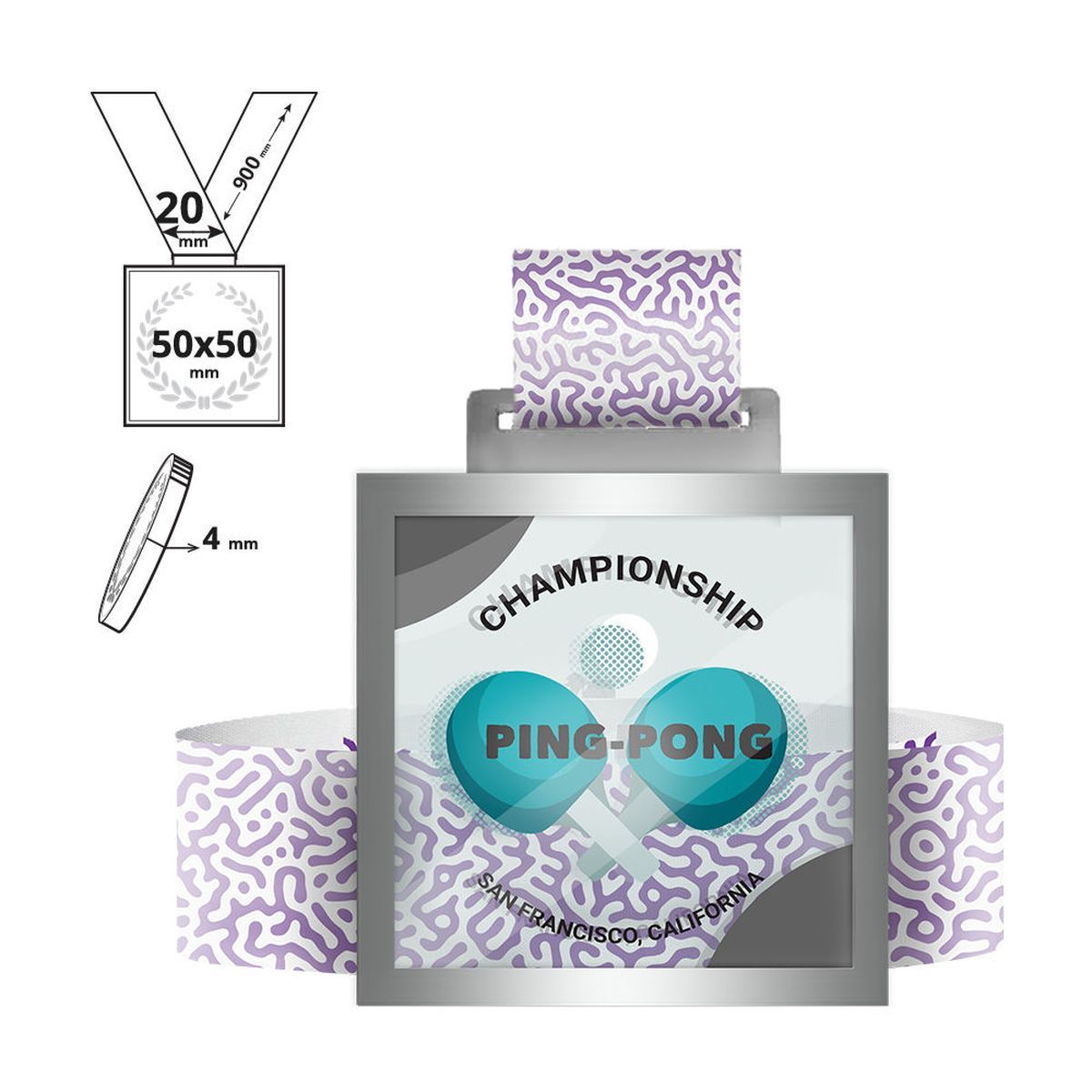 SAKAI - medalla de acero y plexiglás 4mm, 50x50 mm | GL712440B
