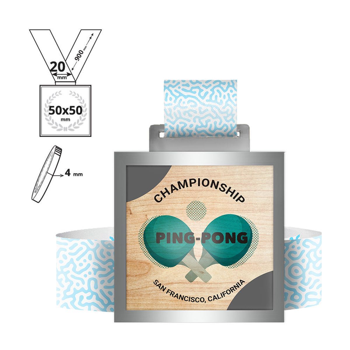 OKAYAMA - medalla de acero y contrachapado 4mm, 50x50 mm | GL712540B