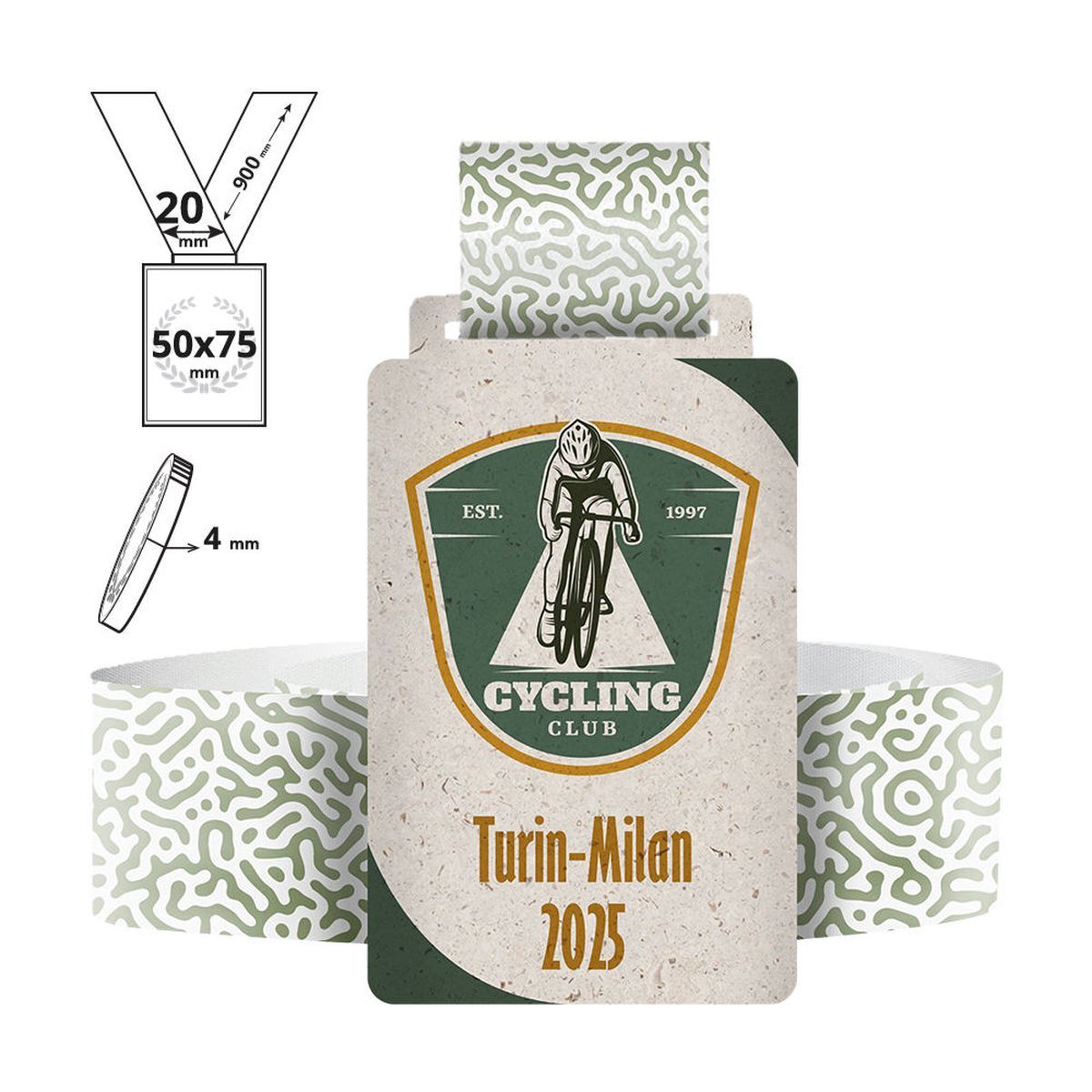 KOBE - medalla de cartón reciclado 4mm, 50x75 mm | GL713340B