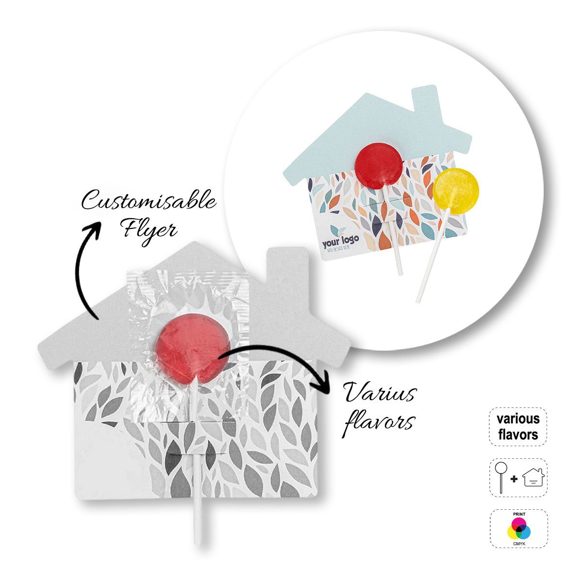 LOLLY FLYER - piruleta plana con volante, 131x131x124 mm | GL810501B