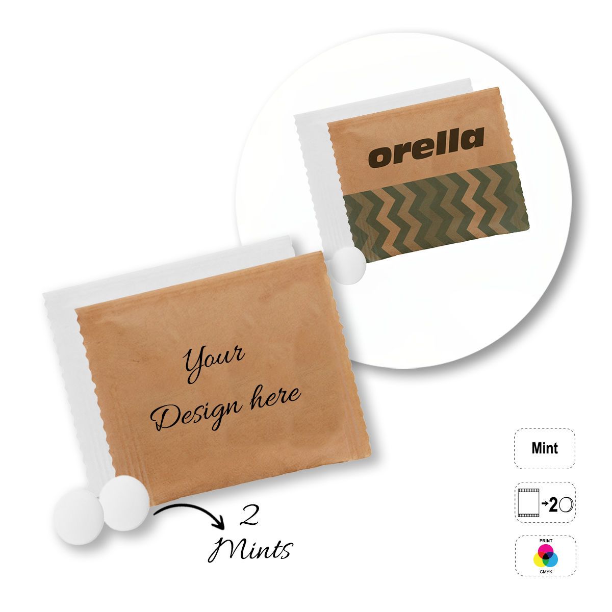 MINT&MORE - sobre de caramelos de menta masticables, 60x70 mm | GL810603B